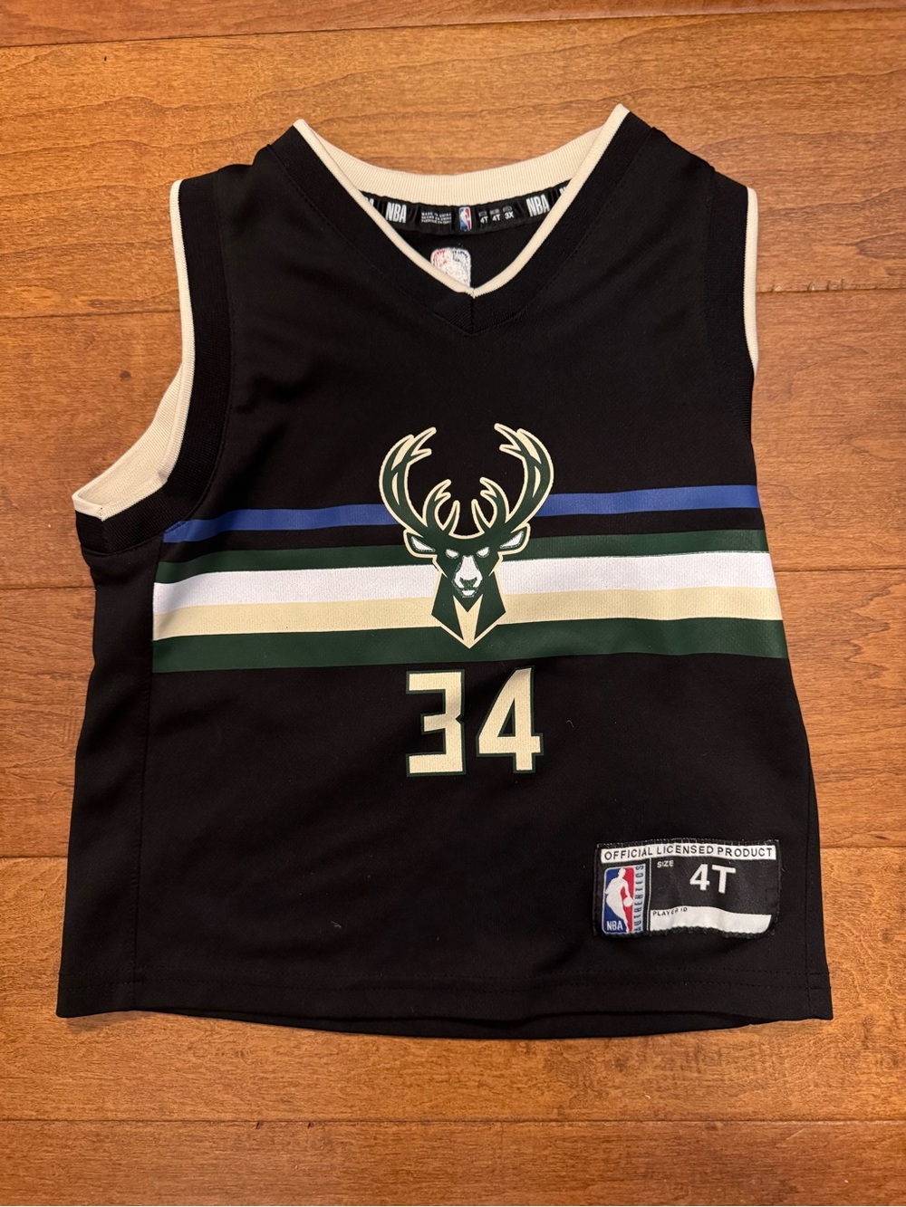 NBA Kids Bucks Jersey in Black with Green and White Accents